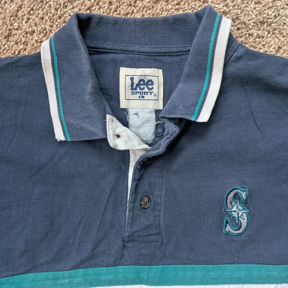 Vintage Lee Sport Seattle Mariners Polo Shirt Large - Picture 4 of 12